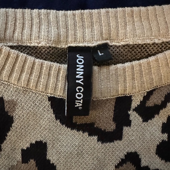 Jonny Cota Leopard Print Cotton Crew Neck Sweater - Picture 5 of 6